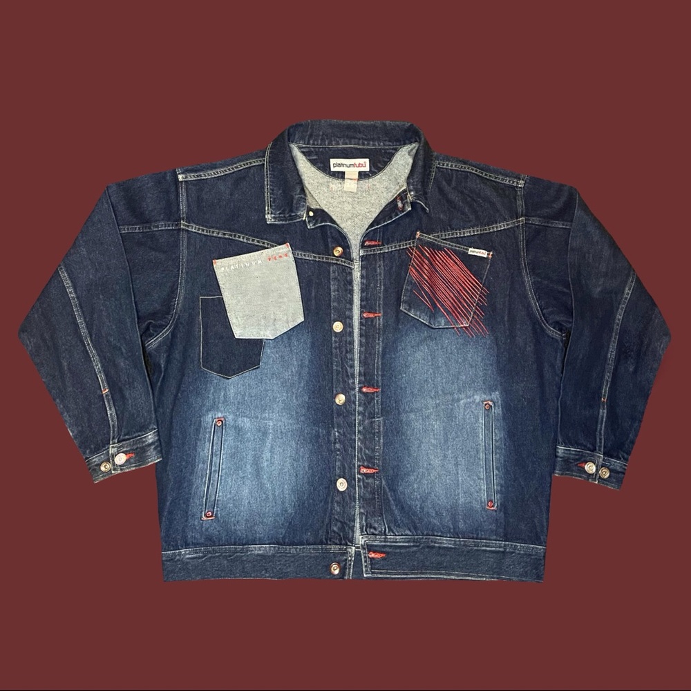Vintage Platinum Fubu blue Jean jacket.